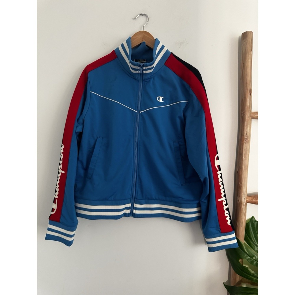 Champion Track Jacket Womens Sz XL Tricot Life Warm Up Retro Logo Jacket Vintage